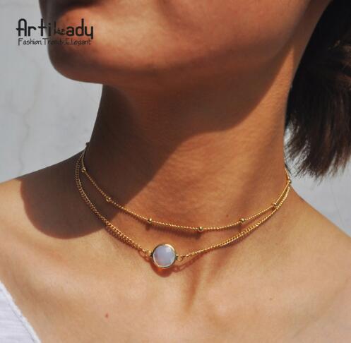 Style with natural crystal chain choker necklace