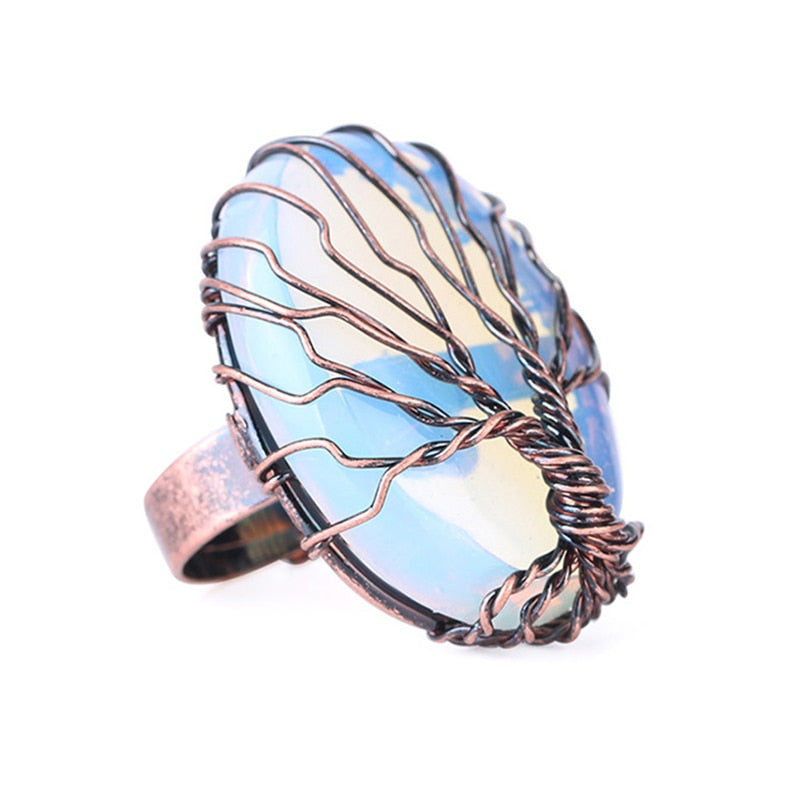 Finger Natural Stone, Tree of Life Antique Rings