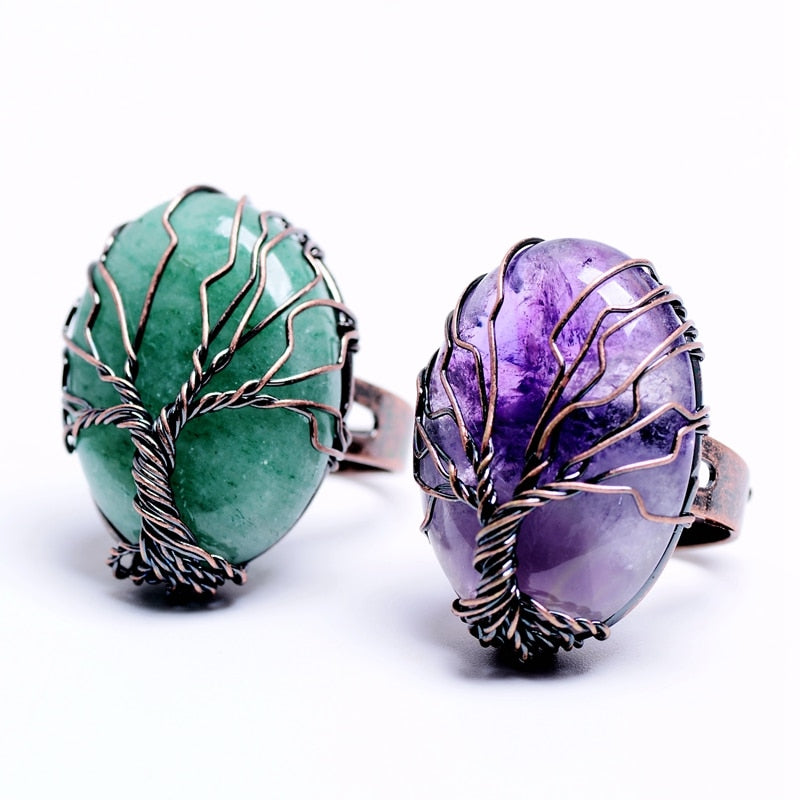 Finger Natural Stone, Tree of Life Antique Rings