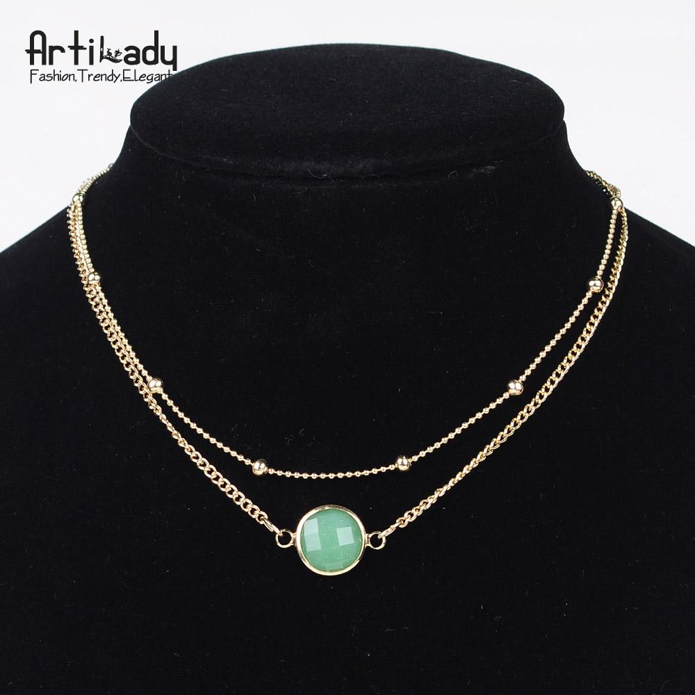 Style with natural crystal chain choker necklace