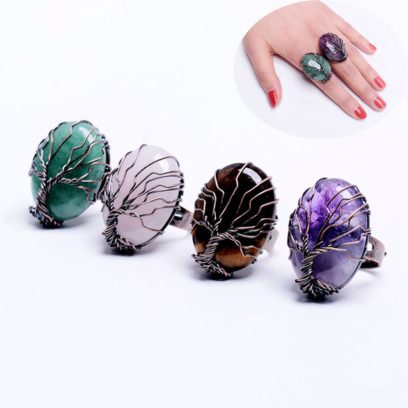 Finger Natural Stone, Tree of Life Antique Rings