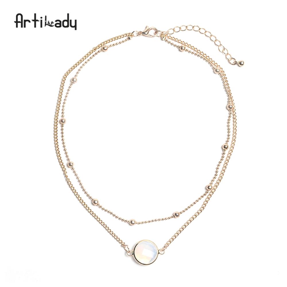 Style with natural crystal chain choker necklace